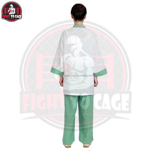 ชุดกังฟูคุณภาพพรีเมียมสีตัดกันแบบกำหนดเอง ผ้าโพลีเอสเตอร์ระบายอากาศได้ดี ชุดศิลปะการต่อสู้ โลโก้ด้านหน้า สำหรับผู้ใหญ่ทั้งชายและหญิง FIGHT - Product Image 2