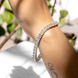 Pulsera de Plata S925 para Mujer, Corte Princesa, Diamante Cultivado en Laboratorio, Joyería Clásica de Boda, Elegante Regalo para Ella, Estilo de Lujo - Product Image 4