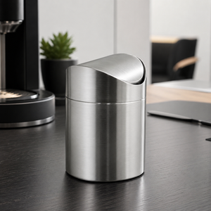 Mini Bote de Basura de Acero Inoxidable con Tapa Abatible, Cubo de Basura Moderno para Baño, Cocina o Mesa - Product Image 1