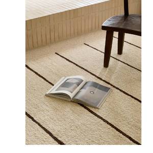 Tapis plat Oscar en laine de Nouvelle-Zélande tissé à la main, style contemporain, rayures ivoire, fait main, avec texture naturelle - Product Image 2