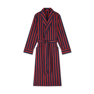 Peignoir rayé pour homme, manches longues, en coton, vêtements de nuit de qualité supérieure, peignoir pour homme, bleu marine, rayures rouges, vêtements de nuit en gros - Product Image 1