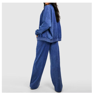 Proveedor mayorista de conjuntos deportivos de alta calidad para mujer, sudadera con capucha y pantalones deportivos con lavado ácido, diseño vintage de estilo urbano. - Product Image 2