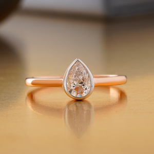 Anillo de Oro Sólido de 14K con Diamante Cultivado en Laboratorio de 0.56 CT, Corte Pera, Claridad VVS1, Solitario para Compromiso, Joyería Fina - Product Image 5