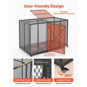 Jaula para Perros Resistente e Indestructible de 64 Pulgadas, a Prueba de Escapes, para Perros Grandes, Carga Máxima 300 Libras, para Uso en Interiores con Alta Ansiedad - Product Image 6