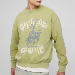 Sweat-shirt pour homme, couleur unie, décontracté, style hip-hop, streetwear, manches longues, col rond, en molleton 100% coton, écologique, séchage rapide, respirant - Product Image 1