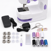 Kit de mini machine à coudre motorisée DIY pour projets textiles avec table d'extension, ensemble de fils et pédale pour les artisans à domicile