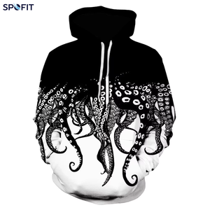 Sudadera con Capucha Holgada de Moda con Estampado de Pulpo 3D, Impresión Digital de Personajes Animales, 100% Poliéster, Secado Rápido, para Otoño, Venta al por Mayor - Product Image 1