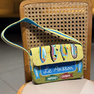 Sac à bandoulière perlé avec broderie de perles, sac à main brodé de perles au design unique et entièrement fait main - Product Image 4