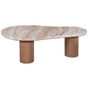 Mesa de Centro de Lujo con Tapa Elevable, Tapa de Mármol Duradera, Base Ovalada Moderna de Madera Maciza Acanalada, Muebles de Diseño LINIG al por Mayor - Product Image 3