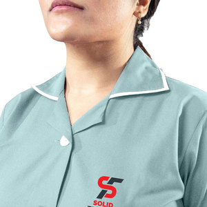 ชุดยูนิฟอร์มพยาบาลคลินิก Solid Trader ผ้าบางเบา ระบายอากาศดี เสื้อคอวี ชุดยูนิฟอร์มโรงพยาบาล - Product Image 5