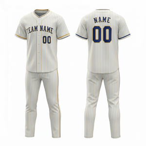 Uniforme de Béisbol Personalizable y Transpirable con Cuello en V, Pantalones y Camiseta de Alta Calidad con Estampado Sublimado - Product Image 1