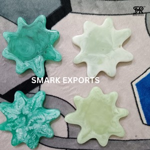 Luxury Resin Craft Abstract Bloom Coaster <b>Set</b> Handmade Glossy <b>Marble</b> Pattern Drink Coasters for <b>Coffee</b> <b>Tables</b> - Product Image 6