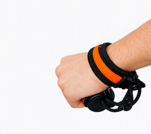 Bracelet de poignet en nylon réglable sur mesure, noir avec bande orange, cordon de sécurité pour raquette de padel, léger et durable - Product Image 2