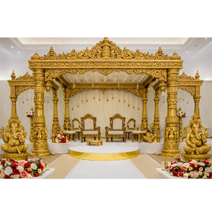 Mandap Dorado de Estilo Indio del Sur para Bodas, Personalizado, Tradicional, Estilo Maharaja, de Fibra de Vidrio Ligera, Fabricación Profesional - Product Image 1