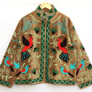 Cotton Velvet Suzani Embroidered Hand-<b>Stitched</b> Fabric Regular-Length Casual Unisex Winter Women Party Wear <b>Coat</b> - Product Image 5