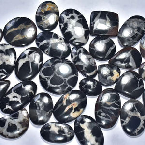 Venta al por mayor de cabujones de septariano negro natural de alta calidad con forma de nido de araña, piedras preciosas sueltas para joyería. - Product Image 3