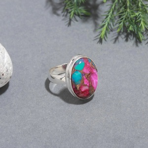 Pink Oyster <b>Ring</b> <b>925</b> Sterling <b>Silver</b> Handmade Band Bezel Setting <b>Ring</b> For Her - Product Image 4