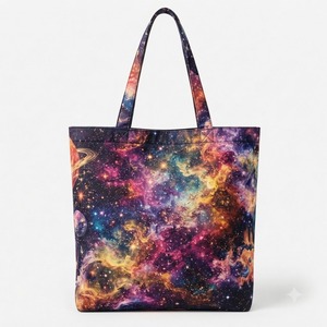 Bolso de mano de lona de yute con estampado espacial Galaxy, ecológico, de gran capacidad, para mujer, reutilizable, para compras, diseño celestial, abierto - Product Image 3