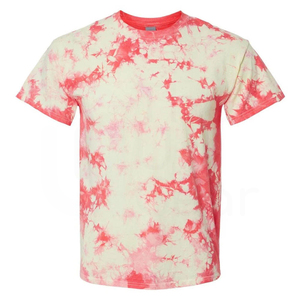 Men's <b>Tie</b>-Dye Short Sleeve T-Shirt O-Neck <b>Knitted</b> Casual Regular Fit Patterned Red White - Product Image 1