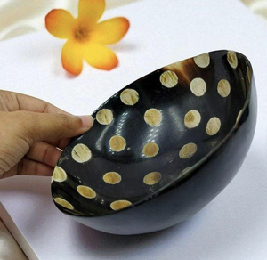 Bol en corne de buffle rond poli, décoration rustique pour la maison, artisanat naturel durable d'Inde - Product Image 6