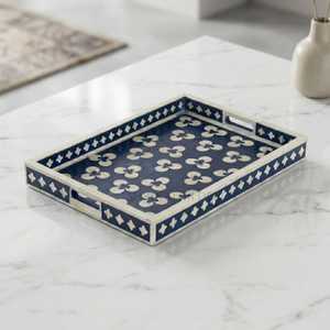 Luxury Handcrafted Polished Bone Inlay Storage <b>Tray</b> Elegant Decorative Organizer for Vanity, Coffee <b>Table</b>, Bathroom & Home decor - Product Image 1