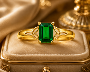 Bague de fiançailles classique pour femme en argent sterling 925 plaqué or 18 carats, sertie de zircone cubique verte octogonale, faite à la main, empilable, cadeau avec pierre précieuse - Product Image 5