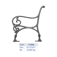 Banc de jardin en fonte à piètement décoratif, panneau latéral, pour villa de luxe, mobilier de balcon et de terrasse, accoudoirs concentriques, design moderne