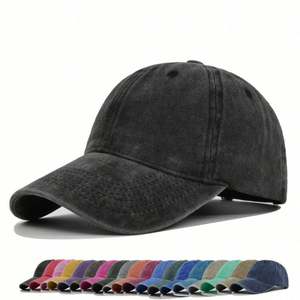 Gorra de Béisbol de Algodón Lavado de Color Liso de Alta Calidad para Adultos y Niños, Gorra Desgastada de 6 Paneles, Gorra de Papá, Visera Solar - Product Image 1