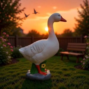 Statue d'oiseau en résine blanche peinte à la main, réaliste et fantaisiste, pour jardin, cour, pelouse, décoration extérieure - Product Image 4
