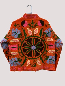 Traditional Artisan Suzani <b>Velvet</b> <b>Jacket</b> <b>Women</b> Boho Style Ethnic Winter Short Coat Unique Handmade Clothing Piece - Product Image 2