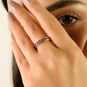 Anillo de Eternidad Completo con Múltiples Zafiros en Canal, Diseño de Última Moda, Oro Amarillo K14, Apilable, Joyería para Uso Diario, Superventas - Product Image 2