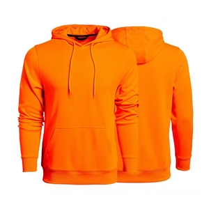 <b>Men's</b> <b>Orange</b> Hooded Fleece <b>Sweatshirt</b> Regular Fit Solid Color Casual Pullover with Front Pocket Autumn Wear - Product Image 6