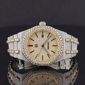 นาฬิกาฮิปฮอปสแตนเลสสตีล หน้าปัด 41 มม. สีโรสโกลด์ ตัวเรือนทอง กลไกอัตโนมัติ ประดับเพชรโมอิสซาไนต์ ตัวเลขแบบอารบิก - Product Image 1