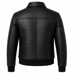 Men's Quilted PU PremiumJacket Stand Collar Custom Logo Casual Outerwear Winter Style Waterproof Breathable Windproof Thick - Product Image 2