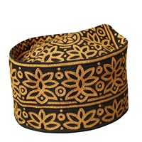 Gorro Omaní Original Hecho a Mano, Estilo Muscati Tradicional, Bordado, Kufi Premium, Gorro Islámico para Oración, Ligero y Transpirable, Ideal para Bodas