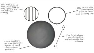 Brasero moderne en fer pour jardin extérieur, patio, brasero de barbecue robuste au gaz naturel 9999 BTU pour chauffage de jardin, camping, famille - Product Image 6