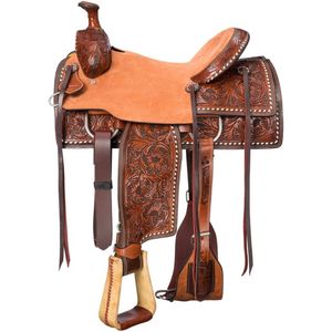 Selle de cheval professionnelle en cuir de qualité supérieure pour le barrel racing, avec arceau en bois, pour le travail à la ferme et la randonnée équestre - Fabricant d'équipements - Product Image 2