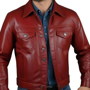 Chaqueta de motociclista de piel sintética color verde oliva con cuello de solapa y detalles de cremallera. Chaquetas de cuero. - Product Image 6