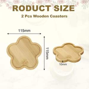 Posavasos de madera de bambú con diseño Turquoise Coastal Tranquility, elegante decoración para la cocina y la mesa de café, para tazas de café - Product Image 4