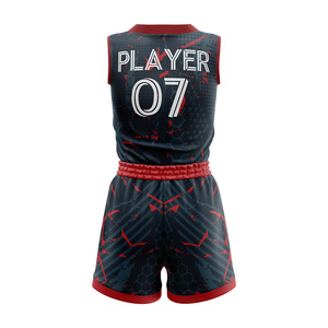 Ensemble d'uniformes de basketball personnalisés sublimés, col en V, sans manches, en polyester respirant, unisexe adulte, toutes saisons, coupe athlétique - Product Image 2