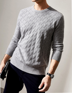 Men's Navy Blue Knitted <b>Pullover</b> <b>Sweater</b> With 1/4 Zipper Closure Full Sleeve Solid Color Autumn Wear - Product Image 2