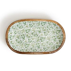 Bandeja de Madera Artesanal de Lujo con Incrustaciones de Esmalte |   Plato Redondo para Servir Comida con Diseño Floral Vintage |   Bandeja Decorativa Ecológica de Madera de Mango - Product Image 6