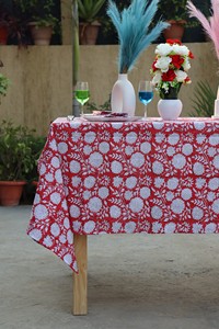 Mantel Rectangular de Algodón con Estampado Floral Hecho a Mano en India, Venta al por Mayor, para Decoración de Mesa, Regalo de Inauguración de Casa - Product Image 2