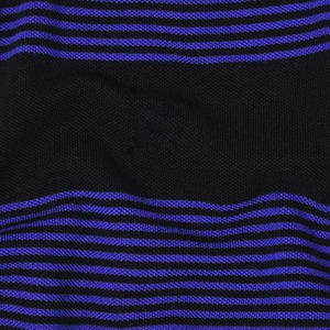 Men's Knitted Polo Shirt <b>Black</b> Purple Striped Short Sleeve Collared <b>Button</b> Casual Top - Product Image 3