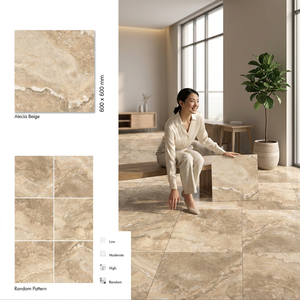 Carreaux de porcelaine polie Vistaar Alecia Gris 600x600mm, imitation métal mat 20mm, antidérapants, pour salle de bain, extérieur, villa, adhésifs GVT - Product Image 5