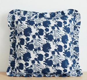 Handmade Cotton Block Print Pillow Cover Colorful Floral Square Vintage Sham Ruffled Throw Cushion <b>for</b> Home or Hotel Use - Product Image 6
