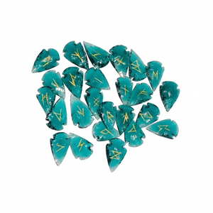High quality aqua arrowhead rune set Crystal Rune Wicca Energy natural <b>stone</b> for Divination and Intuition Meditation Protection - Product Image 4