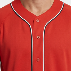 Camiseta de béisbol transpirable de talla grande, ligera, de manga corta, con botones frontales, ropa deportiva a precio económico, camiseta de béisbol de poliéster - Product Image 5