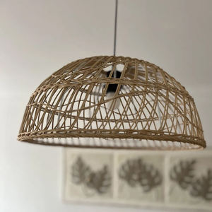 Capsule Shaped Woven Rattan Lampshade Open Mesh Pendant <b>Light</b> Shade Handcrafted <b>Wicker</b> Hanging <b>Ceiling</b> Cover Home - Product Image 2