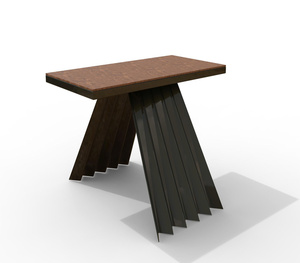 Contemporary Dining <b>Table</b> with <b>Solid</b> <b>Wood</b> Surface and Sculptural Origami Metal Base - Product Image 3